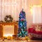 Slim Artificial Christmas Tree 5ft Prelit with Colorful Lights Green